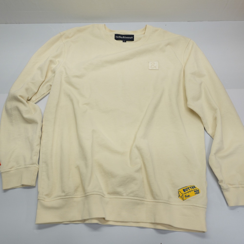Hedley & Bennett Butter Yellow Embroidered Cotton Sweatshirt XL HB-SW-BUTTER